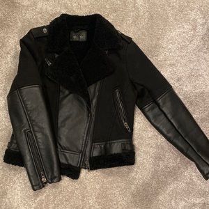 Mixed media black moto jacket